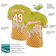 Charger l'image dans la galerie, Custom Neon Yellow Cream-Pink Ice Cream Waffle Foodie Dessert Performance T-Shirt