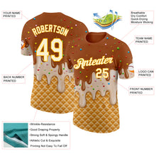Charger l'image dans la galerie, Custom Chocolate Brown Cream-Gold Ice Cream Waffle Foodie Dessert Performance T-Shirt