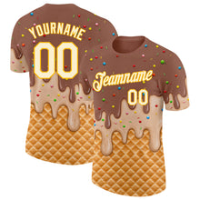 Загрузить изображение в средство просмотра галереи, Custom Caramel Brown Cream-Gold Ice Cream Waffle Foodie Dessert Performance T-Shirt