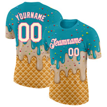 Charger l'image dans la galerie, Custom Aqua Cream-Pink Ice Cream Waffle Foodie Dessert Performance T-Shirt