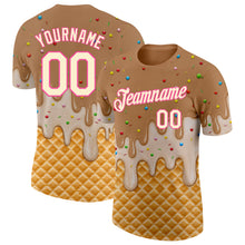 Charger l'image dans la galerie, Custom Tan Cream-Pink Ice Cream Waffle Foodie Dessert Performance T-Shirt