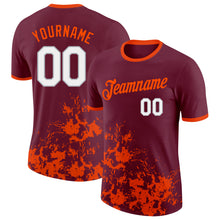 Laden Sie das Bild in den Galerie-Viewer, Custom Crimson White Orange-Gray Brush Stroke Splatter Performance T-Shirt