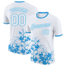 Load image into Gallery viewer, Custom White-Sky Blue Brush Stroke Splatter Performance T-Shirt