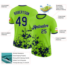 Laden Sie das Bild in den Galerie-Viewer, Custom Neon Green Navy-Gray Brush Stroke Splatter Performance T-Shirt