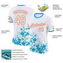 Load image into Gallery viewer, Custom White Lakes Blue-Orange Brush Stroke Splatter Performance T-Shirt