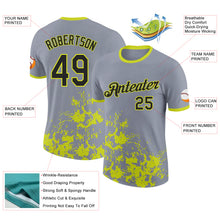 Load image into Gallery viewer, Custom Gray Black-Neon Yellow Brush Stroke Splatter Performance T-Shirt