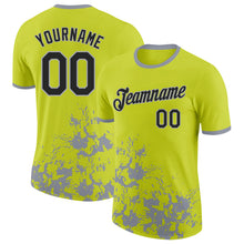 Load image into Gallery viewer, Custom Neon Yellow Black-Gray Brush Stroke Splatter Performance T-Shirt