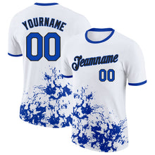 Load image into Gallery viewer, Custom White Thunder Blue-Black Brush Stroke Splatter Performance T-Shirt