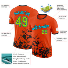 Load image into Gallery viewer, Custom Orange Neon Green Black-Lakes Blue Brush Stroke Splatter Performance T-Shirt
