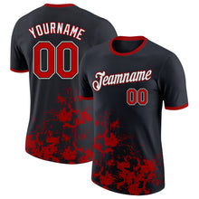 Load image into Gallery viewer, Custom Black Red-White Brush Stroke Splatter Performance T-Shirt