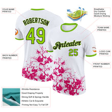 Load image into Gallery viewer, Custom White Neon Green Hot Pink-Black Brush Stroke Splatter Performance T-Shirt