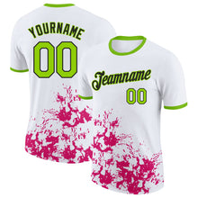 Load image into Gallery viewer, Custom White Neon Green Hot Pink-Black Brush Stroke Splatter Performance T-Shirt