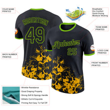 Laden Sie das Bild in den Galerie-Viewer, Custom Black Yellow-Neon Green Brush Stroke Splatter Performance T-Shirt