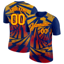 Load image into Gallery viewer, Custom Royal Gold-Red Lightning Gradient Dot Performance T-Shirt