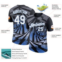 Load image into Gallery viewer, Custom Black White-Light Blue Lightning Gradient Dot Performance T-Shirt