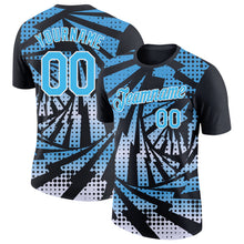 Laden Sie das Bild in den Galerie-Viewer, Custom Black Sky Blue-White Lightning Gradient Dot Performance T-Shirt