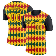 Load image into Gallery viewer, Custom Black Yellow 3D Pattern Design Black History Month Performance T-Shirt