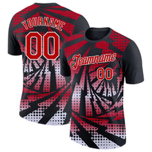 Load image into Gallery viewer, Custom Black Red-White Lightning Gradient Dot Performance T-Shirt
