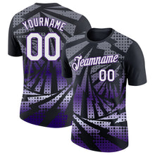 Load image into Gallery viewer, Custom Black White-Purple Lightning Gradient Dot Performance T-Shirt