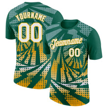Load image into Gallery viewer, Custom Kelly Green White-Gold Lightning Gradient Dot Performance T-Shirt