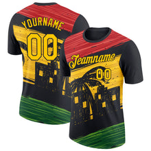 Load image into Gallery viewer, Custom Black Yellow 3D Pattern Design Black History Month Performance T-Shirt