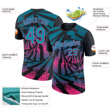 Load image into Gallery viewer, Custom Black Teal-Pink Lightning Gradient Dot Performance T-Shirt