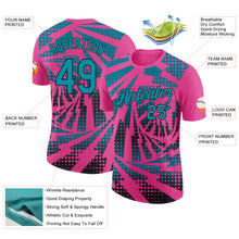 Load image into Gallery viewer, Custom Pink Teal-Black Lightning Gradient Dot Performance T-Shirt