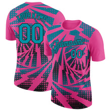 Load image into Gallery viewer, Custom Pink Teal-Black Lightning Gradient Dot Performance T-Shirt