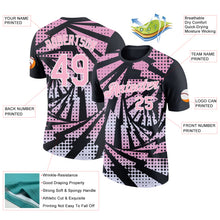 Load image into Gallery viewer, Custom Black Light Pink-White Lightning Gradient Dot Performance T-Shirt