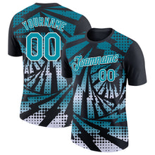 Load image into Gallery viewer, Custom Black Teal-White Lightning Gradient Dot Performance T-Shirt