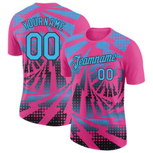 Load image into Gallery viewer, Custom Pink Sky Blue-Black Lightning Gradient Dot Performance T-Shirt