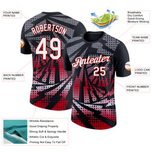 Load image into Gallery viewer, Custom Black White-Red Lightning Gradient Dot Performance T-Shirt