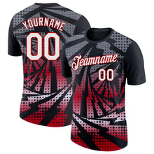Load image into Gallery viewer, Custom Black White-Red Lightning Gradient Dot Performance T-Shirt