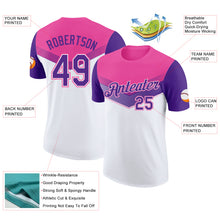 Load image into Gallery viewer, Custom Pink Purple-White Geometric V-Lines Color Block Performance T-Shirt