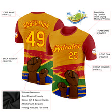 Charger l'image dans la galerie, Custom Yellow Red 3D Pattern Design Black History Month Performance T-Shirt