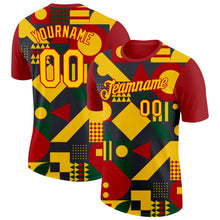 Load image into Gallery viewer, Custom Black Yellow-Red 3D Pattern Design Black History Month Performance T-Shirt