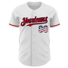 Laden Sie das Bild in den Galerie-Viewer, Custom White USA Flag Navy-Red Authentic Baseball Jersey