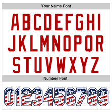 Laden Sie das Bild in den Galerie-Viewer, Custom White USA Flag Navy-Red Authentic Baseball Jersey