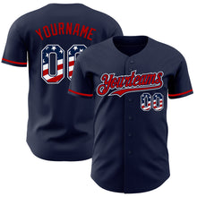 Laden Sie das Bild in den Galerie-Viewer, Custom Navy USA Flag White-Red Authentic Baseball Jersey