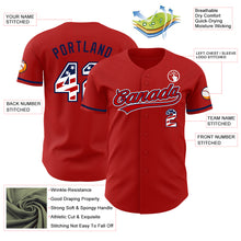 Laden Sie das Bild in den Galerie-Viewer, Custom Red USA Flag White-Navy Authentic Baseball Jersey