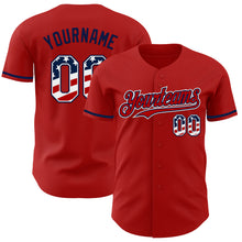 Laden Sie das Bild in den Galerie-Viewer, Custom Red USA Flag White-Navy Authentic Baseball Jersey