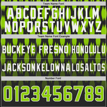 Load image into Gallery viewer, Custom Black Neon Green-White Authentic Geometric Pixel Grid Fade Football Jersey