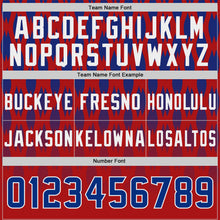 Load image into Gallery viewer, Custom Red Royal-White Authentic Geometric Pixel Grid Fade Football Jersey