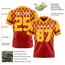 Load image into Gallery viewer, Custom Red Gold-White Authentic Geometric Pixel Grid Fade Football Jersey