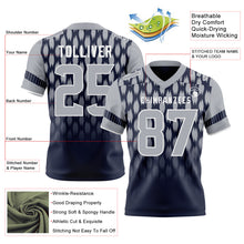 Load image into Gallery viewer, Custom Navy Gray-White Authentic Geometric Pixel Grid Fade Football Jersey