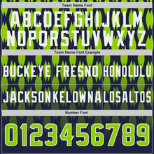 Load image into Gallery viewer, Custom Navy Neon Green-White Authentic Geometric Pixel Grid Fade Football Jersey