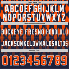Laden Sie das Bild in den Galerie-Viewer, Custom Navy Orange-White Authentic Geometric Pixel Grid Fade Football Jersey