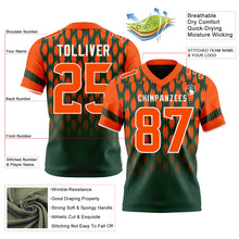 Load image into Gallery viewer, Custom Green Orange-White Authentic Geometric Pixel Grid Fade Football Jersey