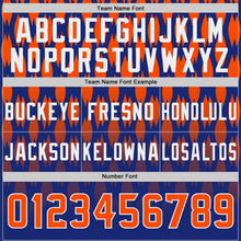 Load image into Gallery viewer, Custom Royal Orange-White Authentic Geometric Pixel Grid Fade Football Jersey