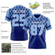 Load image into Gallery viewer, Custom Royal Light Blue-White Authentic Geometric Pixel Grid Fade Football Jersey